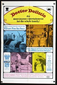 7k174 DOCTOR DOLITTLE 1sh R69 Rex Harrison speaks with animals, directed by Richard Fleischer!