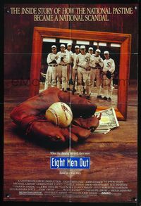 7k191 EIGHT MEN OUT 1sh '88 John Sayles, John Cusack, Chicago Black Sox, baseball!