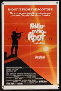 7k222 FIDDLER ON THE ROOF advance 1sh R79 different silhouette image of Topol & fiddle!