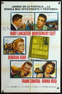 7k241 FROM HERE TO ETERNITY Spanish/U.S. 1sh '53 Lancaster, Deborah Kerr, Sinatra, Donna Reed, Clift