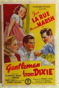 7k247 GENTLEMAN FROM DIXIE 1sh '41 stone litho art of Jack LaRue & Marian Marsh!