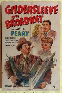 7k250 GILDERSLEEVE ON BROADWAY style A 1sh '43 great Harold Peary of radio fame is holding New York!