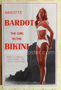 7k254 GIRL IN THE BIKINI 1sh '58 sexiest full-length Brigitte Bardot in skimpy swimsuit!