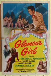 7k257 GLAMOUR GIRL 1sh '48 great image of Gene Krupa & His Orchestra + sexy Virginia Grey!