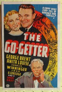 7k259 GO-GETTER Leader Press 1sh '37 George Brent, Anita Louise, stone litho art!