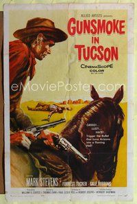 7k284 GUNSMOKE IN TUCSON 1sh '58 Mark Stevens, greed, lust & hate turn Arizona into a flaming Hell