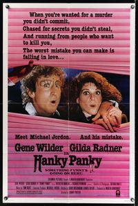 7k287 HANKY PANKY 1sh '82 Sidney Poitier directed, wacky image of Gene Wilder & Gilda Radner!