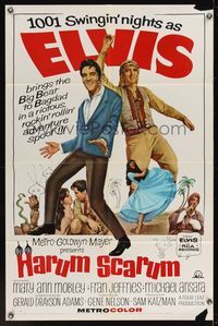 7k290 HARUM SCARUM 1sh '65 rockin' Elvis Presley, Mary Ann Mobley, 1001 Swingin' nights!