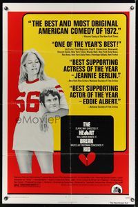 7k292 HEARTBREAK KID style B 1sh '72 great image of sexy Cybill Shepherd holding Grodin's head!