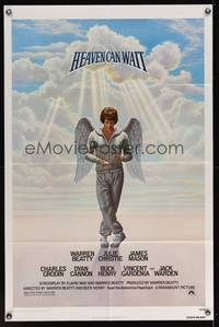 7k294 HEAVEN CAN WAIT 1sh '78 art of angel Warren Beatty wearing sweats by Lettick, football!