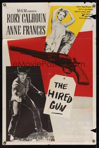 7k302 HIRED GUN 1sh '57 full-length portrait of Rory Calhoun + super sexy Anne Francis!