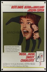 7k314 HUSH...HUSH, SWEET CHARLOTTE 1sh '65 Bette Davis, Olivia de Havilland, Robert Aldrich!