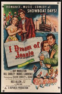 7k315 I DREAM OF JEANIE 1sh '52 Ray Middleton, Bill Shirley, Muriel Lawrence, romance,music,comedy