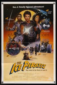 7k321 ICE PIRATES 1sh '84 Robert Urich, Mary Crosby, Michael Roberts, Steven Chorney sci-fi art!