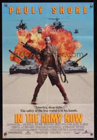 7k323 IN THE ARMY NOW DS 1sh '94 great image of wacky commando Pauly Shore with gun & tanks!