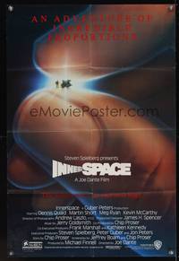 7k326 INNERSPACE advance 1sh '87 Dennis Quaid, Martin Short, Alvin art of tiny ship & giant hand!