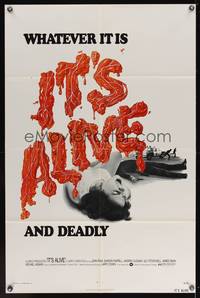 7k331 IT'S ALIVE 1sh '74 Larry Cohen directed horror, cool bloody title!