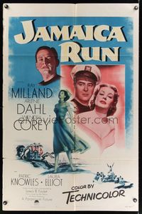 7k335 JAMAICA RUN 1sh '53 Lewis Foster directed, Ray Milland, sexy Arlene Dahl & Wendell Corey!