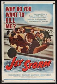 7k337 JET STORM 1sh '61 passengers ask Richard Attenborough why he has a bomb on the plane!