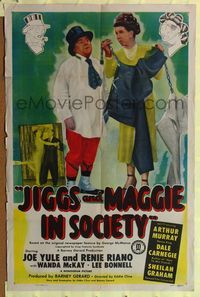 7k339 JIGGS & MAGGIE IN SOCIETY 1sh '48 artwork by George McManus, Joe Yule, Renie Riano