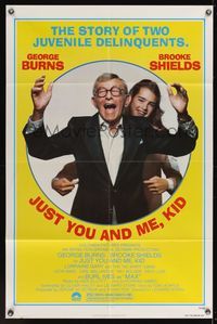 7k347 JUST YOU & ME, KID 1sh '79 great image of laughing George Burns & young Brooke Shields!