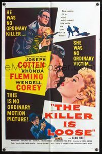 7k355 KILLER IS LOOSE 1sh '56 Budd Boetticher, art of Joseph Cotten & Rhonda Fleming!