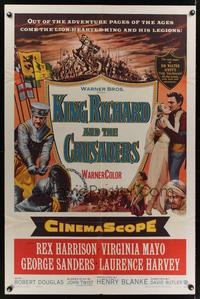 7k361 KING RICHARD & THE CRUSADERS 1sh '54 Rex Harrison, Virginia Mayo, George Sanders!