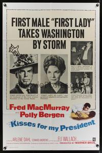 7k365 KISSES FOR MY PRESIDENT 1sh '64 Fred MacMurray, Polly Bergen, is America prepared!