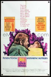 7k404 LION IN WINTER 1sh '68 Katharine Hepburn, Peter O'Toole as Henry II!