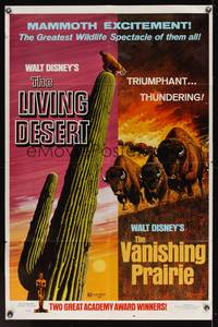 7k408 LIVING DESERT/VANISHING PRAIRIE 1sh '71 art from Walt Disney wildlife double-bill!