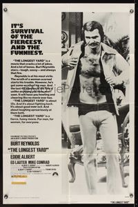 7k409 LONGEST YARD 1sh '74 Robert Aldrich prison football comedy, full-length Burt Reynolds!