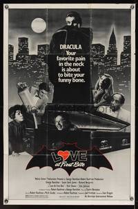 7k412 LOVE AT FIRST BITE 1sh '79 AIP, wacky vampire image of George Hamilton as Dracula!