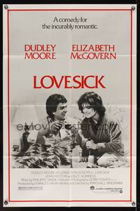 7k413 LOVESICK 1sh '83 Dudley Moore & pretty Elizabeth McGovern, incurably romantic!