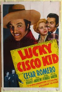 7k415 LUCKY CISCO KID 1sh '40 Cesar Romero as O' Henry's hero, Mary Beth Hughes