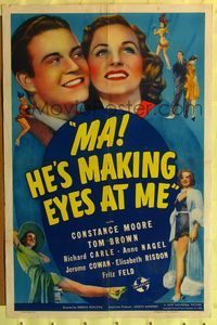 7k417 MA! HE'S MAKING EYES AT ME 1sh '40 sexy Constance Moore with Tom Brown!