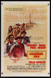 7k418 MacKENNA'S GOLD 1sh '69 art of Gregory Peck, Sharif, Savalas & Julie Newmar by Terpning!