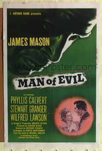 7k428 MAN OF EVIL 1sh '48 huge close up headshot art of James Mason + Calvert & Granger!