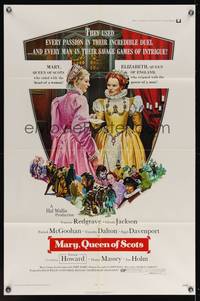 7k443 MARY QUEEN OF SCOTS 1sh '72 art of Vanessa Redgrave & Glenda Jackson