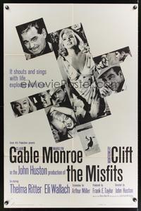 7k467 MISFITS 1sh '61 Clark Gable, sexy Marilyn Monroe, Montgomery Clift, John Huston!