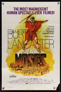 7k479 MOSES 1sh '76 religious Burt Lancaster, a man of wisdom & strength crushed an empire!