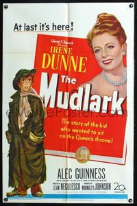 7k488 MUDLARK 1sh '51 great artwork of beautiful Irene Dunne as Queen Victoria of England!