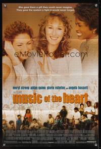 7k496 MUSIC OF THE HEART 1sh '99 Wes Craven, smiling Meryl Streep, Gloria Estefan & Angela Bassett!