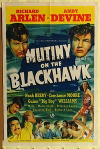 7k497 MUTINY ON THE BLACKHAWK 1sh '39 Richard Arlen, Andy Devine, Noah Beery,sexy Constance Moore!