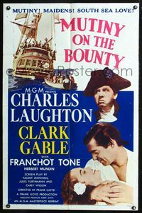 7k498 MUTINY ON THE BOUNTY 1sh R57 Clark Gable, Charles Laughton, sexy Movita!