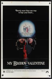 7k500 MY BLOODY VALENTINE 1sh '81 bloody gas mask, there's more than one way to lose your heart!