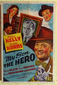 7k505 MY SON, THE HERO 1sh '43 directed by Edgar Ulmer, Patsy Kelly, Roscoe Karns!