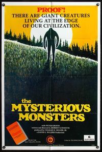 7k508 MYSTERIOUS MONSTERS 1sh '75 proof that Bigfoot & the Loch Ness Monster exist!