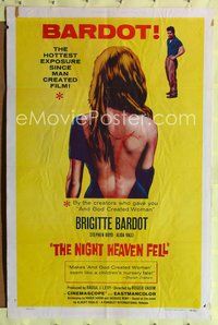 7k523 NIGHT HEAVEN FELL 1sh '58 Bardot makes And God Created Woman seem like a nursery tale!