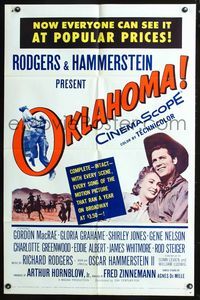 7k538 OKLAHOMA 1sh '56 Gordon MacRae, Shirley Jones, Rodgers & Hammerstein musical!