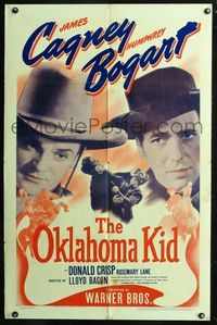 7k539 OKLAHOMA KID 1sh R43 great image of James Cagney & Humphrey Bogart wearing cowboy hats!